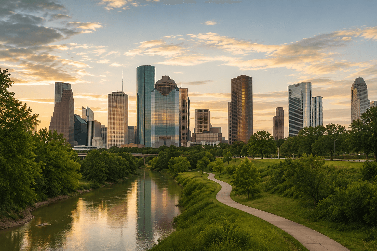 Houston skyline at sunset — Greater Houston Area