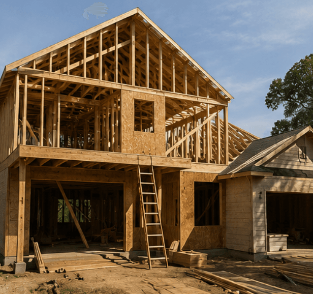 Home framing and structural remodel under construction — APEX Greater Houston Area